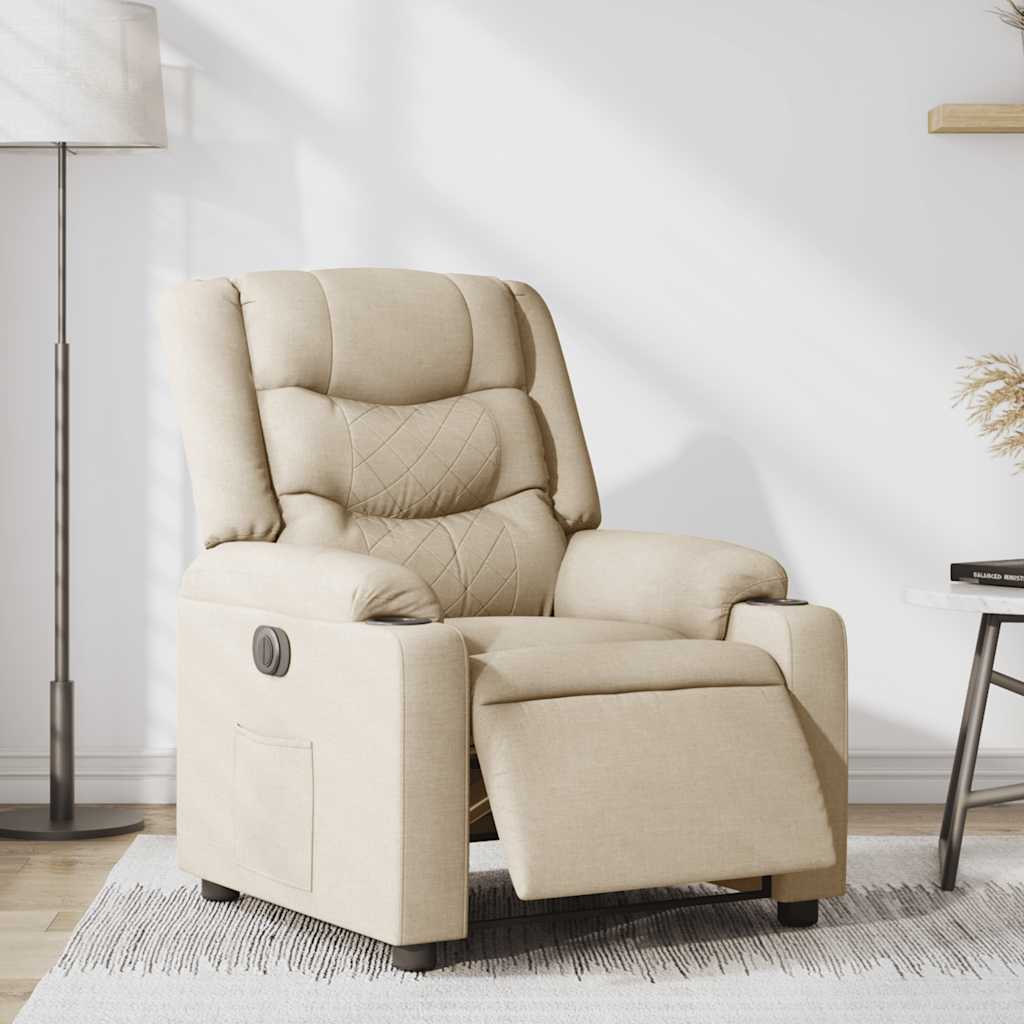 vidaXL Relaxsessel Elektrisch Creme Stoff