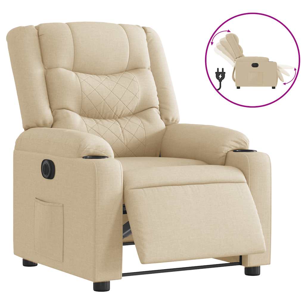 vidaXL Relaxsessel Elektrisch Creme Stoff