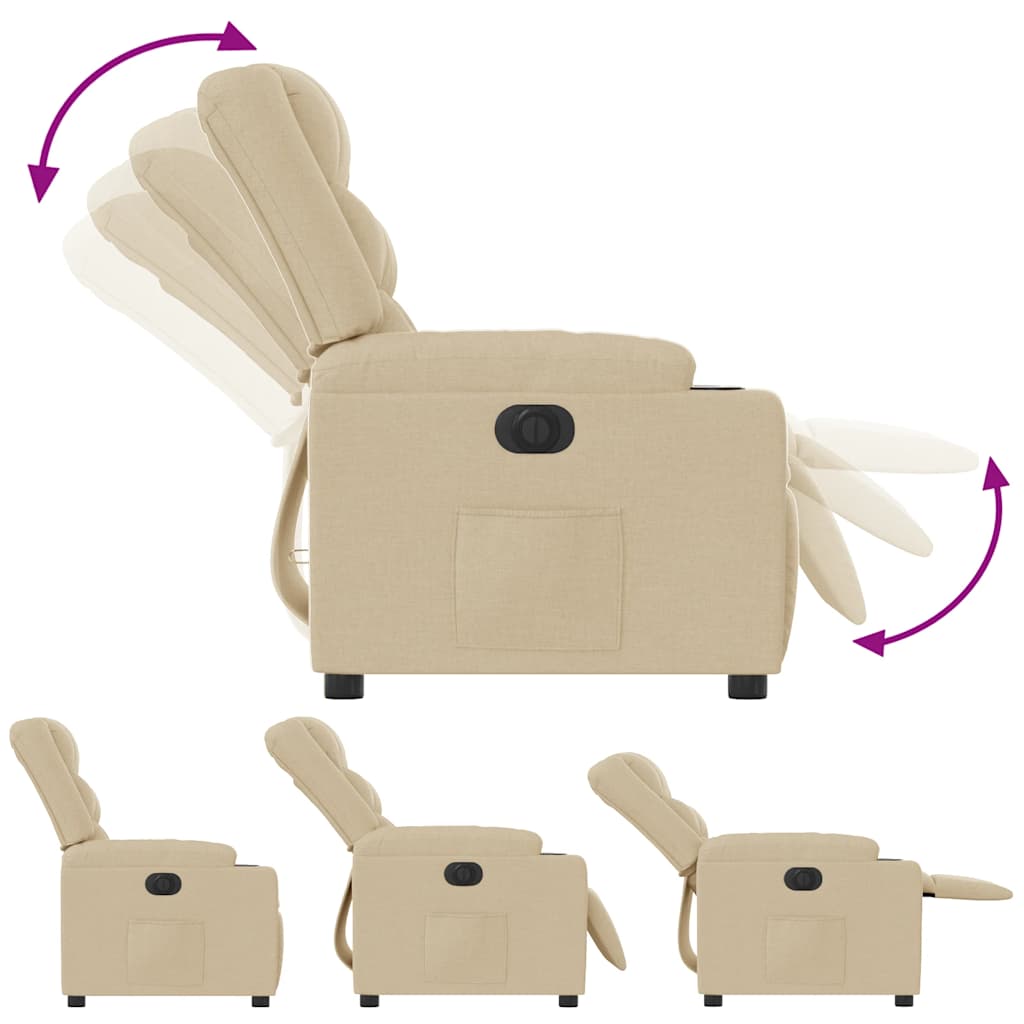 vidaXL Relaxsessel Elektrisch Creme Stoff