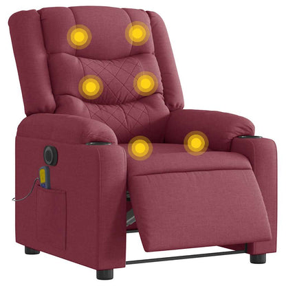 vidaXL Fauteuil de massage électrique en tissu rouge bordeaux