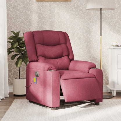 vidaXL Fauteuil de massage électrique en tissu rouge bordeaux