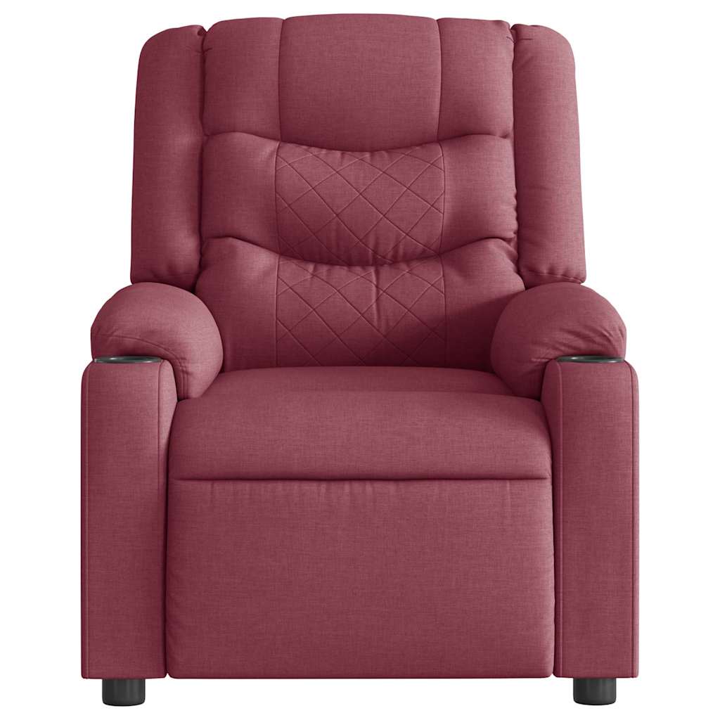 vidaXL Fauteuil de massage électrique en tissu rouge bordeaux
