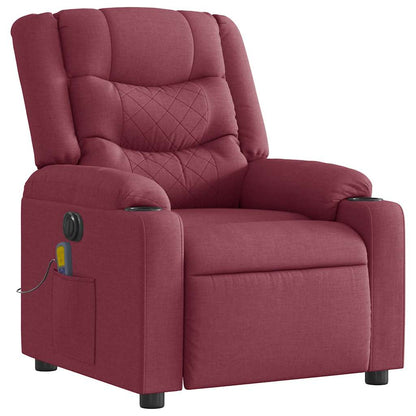 vidaXL Fauteuil de massage électrique en tissu rouge bordeaux