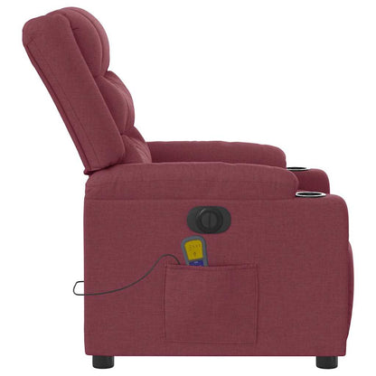 vidaXL Fauteuil de massage électrique en tissu rouge bordeaux