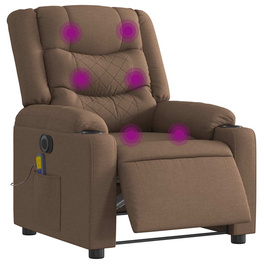 vidaXL Fauteuil de massage électrique marron en tissu