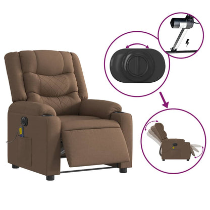 vidaXL Fauteuil de massage électrique marron en tissu