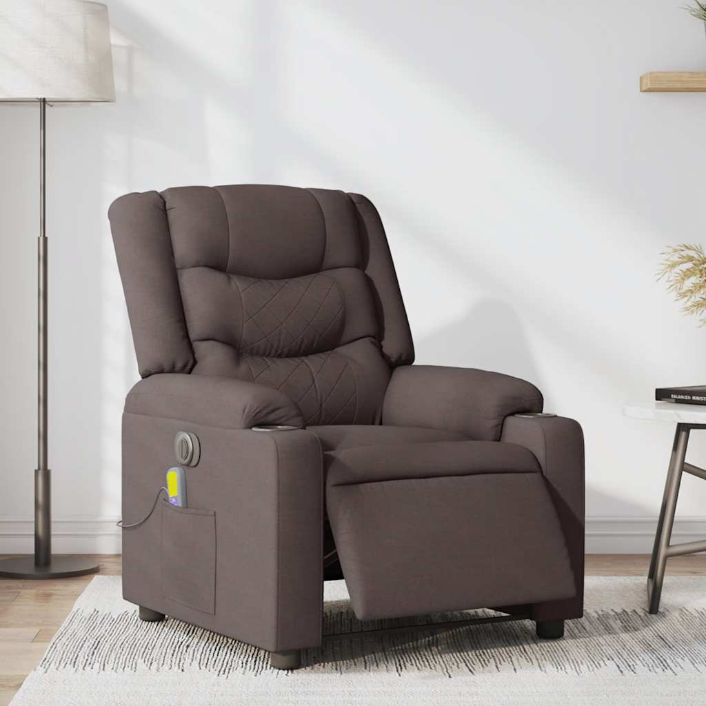 vidaXL Massagesessel Elektrisch Dunkelbraun Stoff
