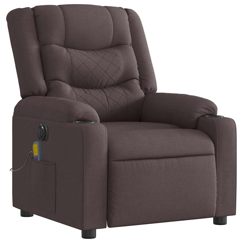 vidaXL Massagesessel Elektrisch Dunkelbraun Stoff