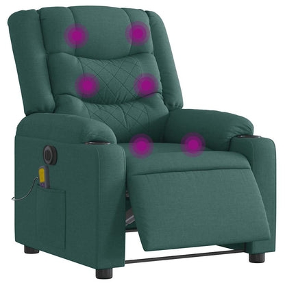 vidaXL Fauteuil de massage électrique Vert foncé Tissu
