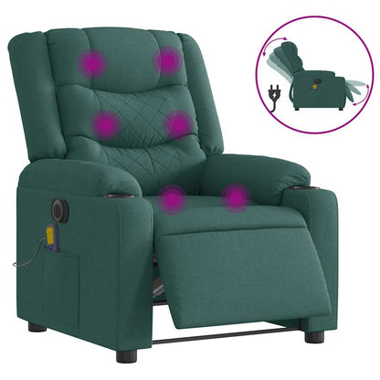 vidaXL Fauteuil de massage électrique Vert foncé Tissu