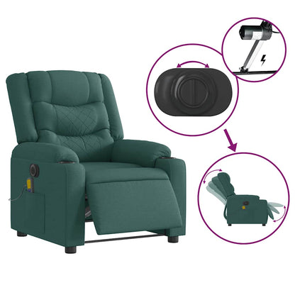 vidaXL Fauteuil de massage électrique Vert foncé Tissu