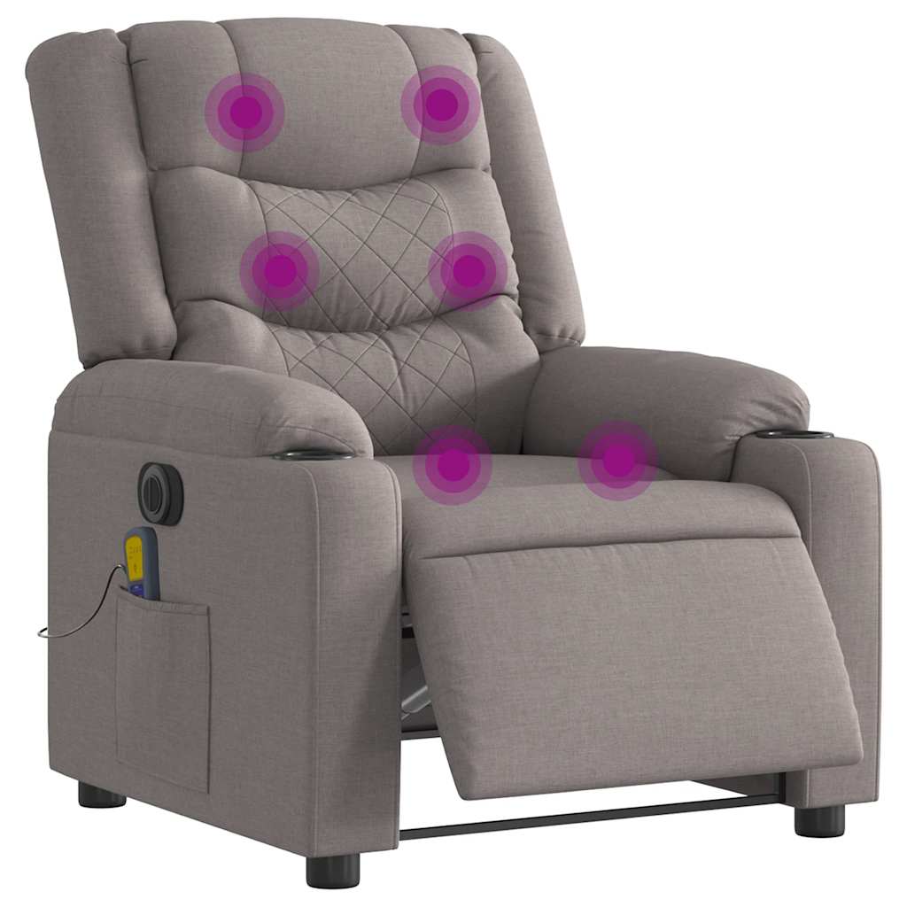 vidaXL Fauteuil de massage électrique en tissu taupe