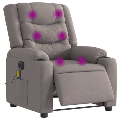 vidaXL Fauteuil de massage électrique en tissu taupe