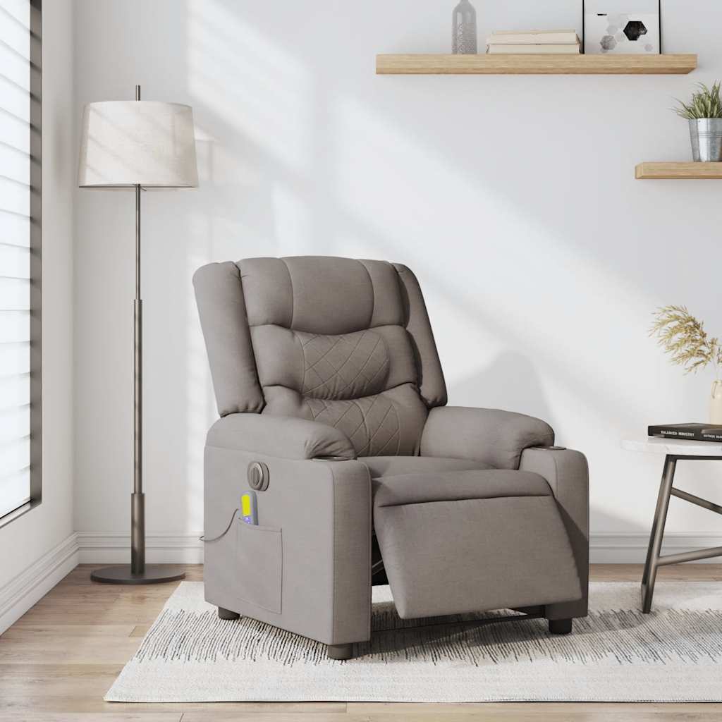 vidaXL Fauteuil de massage électrique en tissu taupe