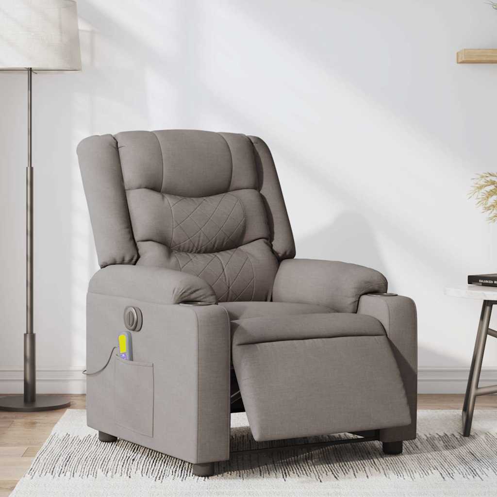 vidaXL Fauteuil de massage électrique en tissu taupe