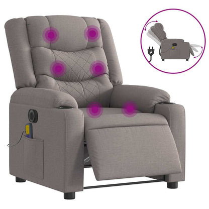 vidaXL Fauteuil de massage électrique en tissu taupe