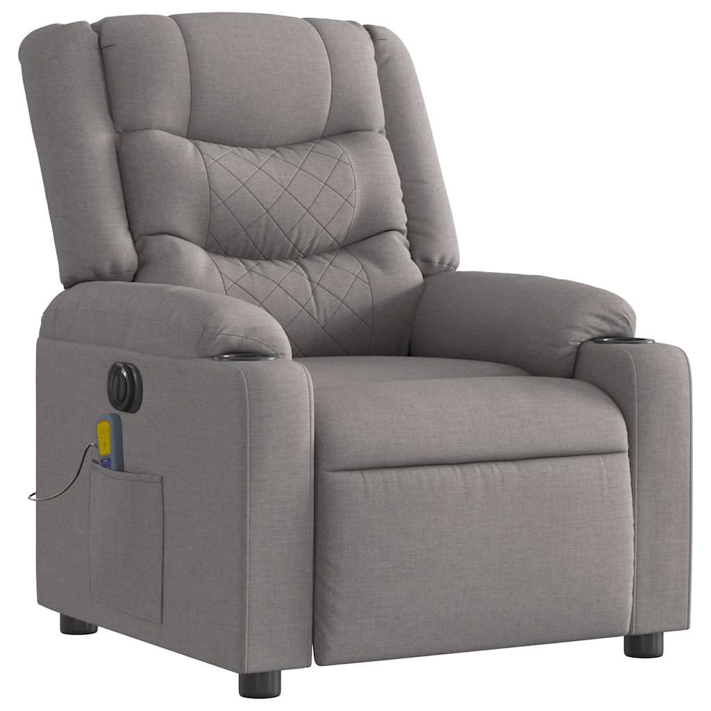 vidaXL Fauteuil de massage électrique en tissu taupe