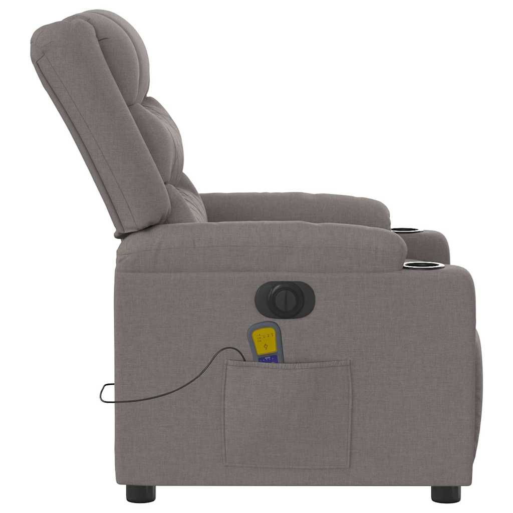 vidaXL Fauteuil de massage électrique en tissu taupe