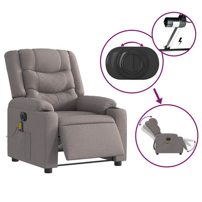vidaXL Fauteuil de massage électrique en tissu taupe