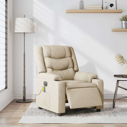 vidaXL Fauteuil de massage électrique Crème Tissu