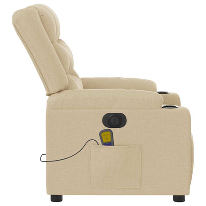 vidaXL Fauteuil de massage électrique Crème Tissu