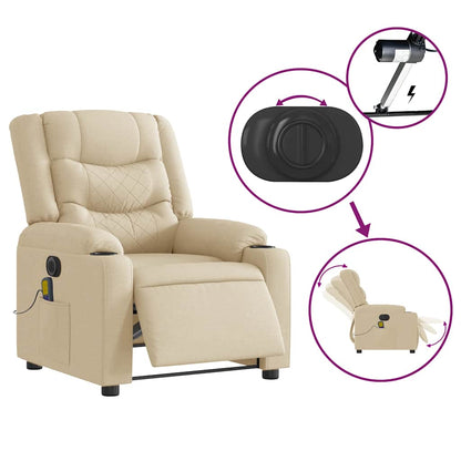 vidaXL Fauteuil de massage électrique Crème Tissu