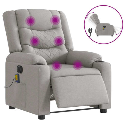 vidaXL Massagesessel Elektrisch Wolkengrau Stoff
