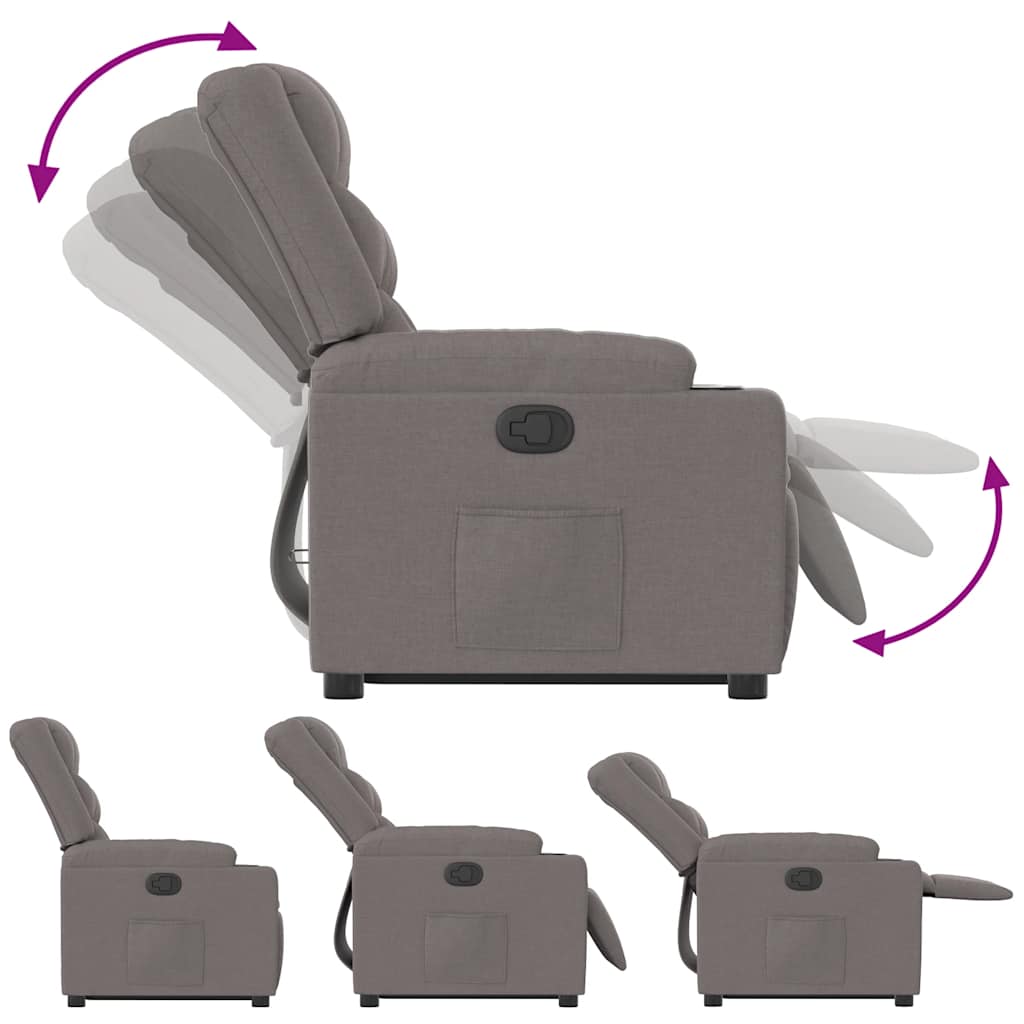 vidaXL Relaxsessel mit Aufstehhilfe Taupe Stoff