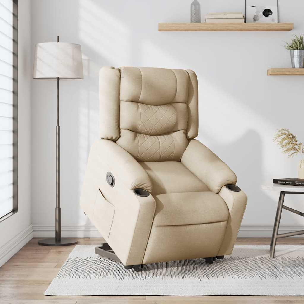 vidaXL Relaxsessel mit Aufstehhilfe Creme Stoff