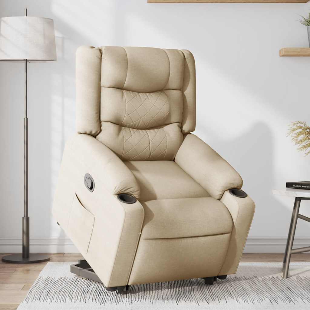vidaXL Relaxsessel mit Aufstehhilfe Creme Stoff