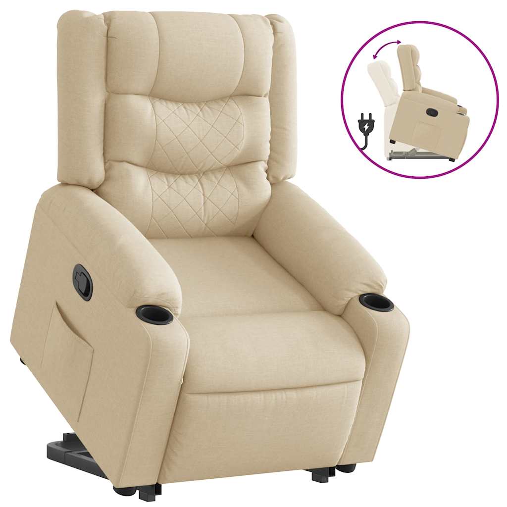 vidaXL Relaxsessel mit Aufstehhilfe Creme Stoff