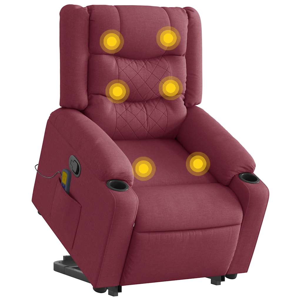 vidaXL Fauteuil de massage inclinable avec fonction de levage en tissu bordeaux