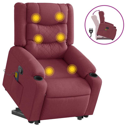 vidaXL Fauteuil de massage inclinable avec fonction de levage en tissu bordeaux
