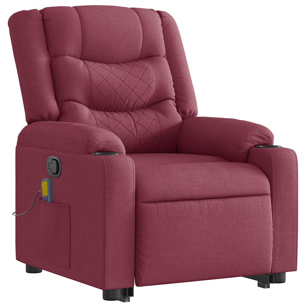 vidaXL Fauteuil de massage inclinable avec fonction de levage en tissu bordeaux