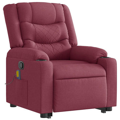vidaXL Fauteuil de massage inclinable avec fonction de levage en tissu bordeaux