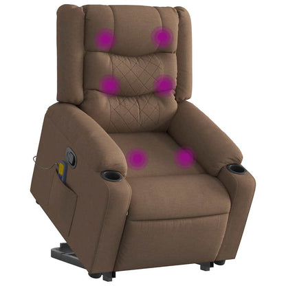 vidaXL Fauteuil de massage releveur tissu marron