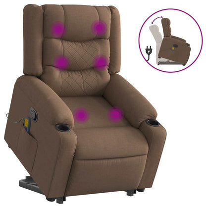 vidaXL Fauteuil de massage releveur tissu marron