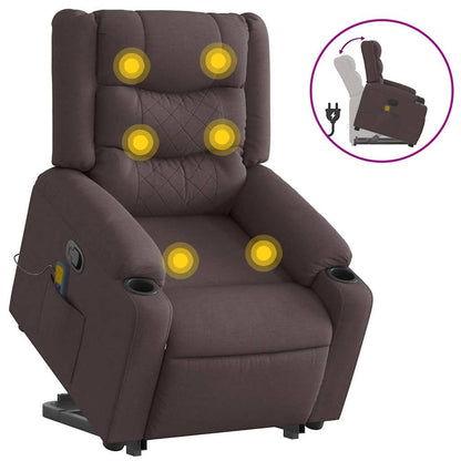 vidaXL Fauteuil de massage releveur marron foncé tissu