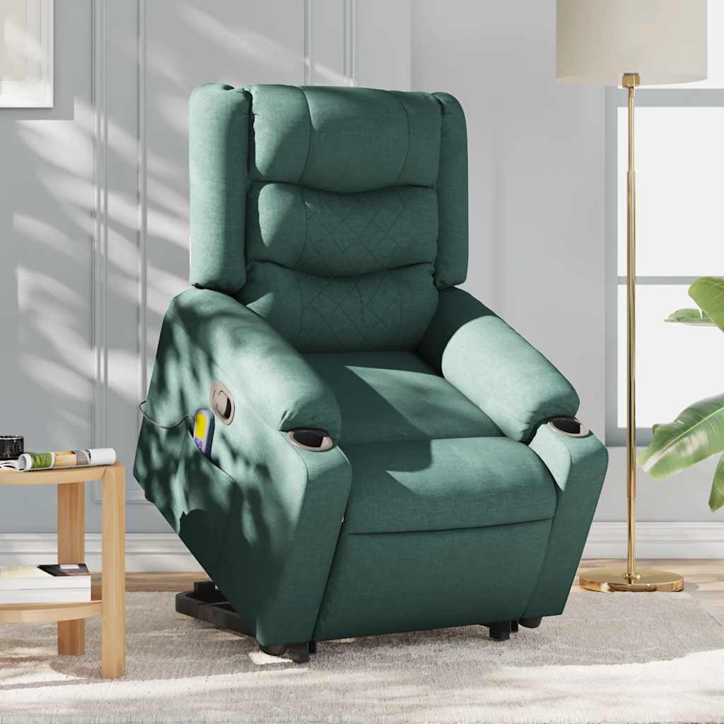 vidaXL Fauteuil de massage releveur Vert foncé Tissu