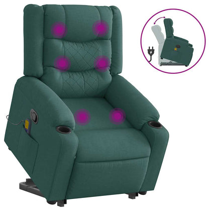 vidaXL Fauteuil de massage releveur Vert foncé Tissu