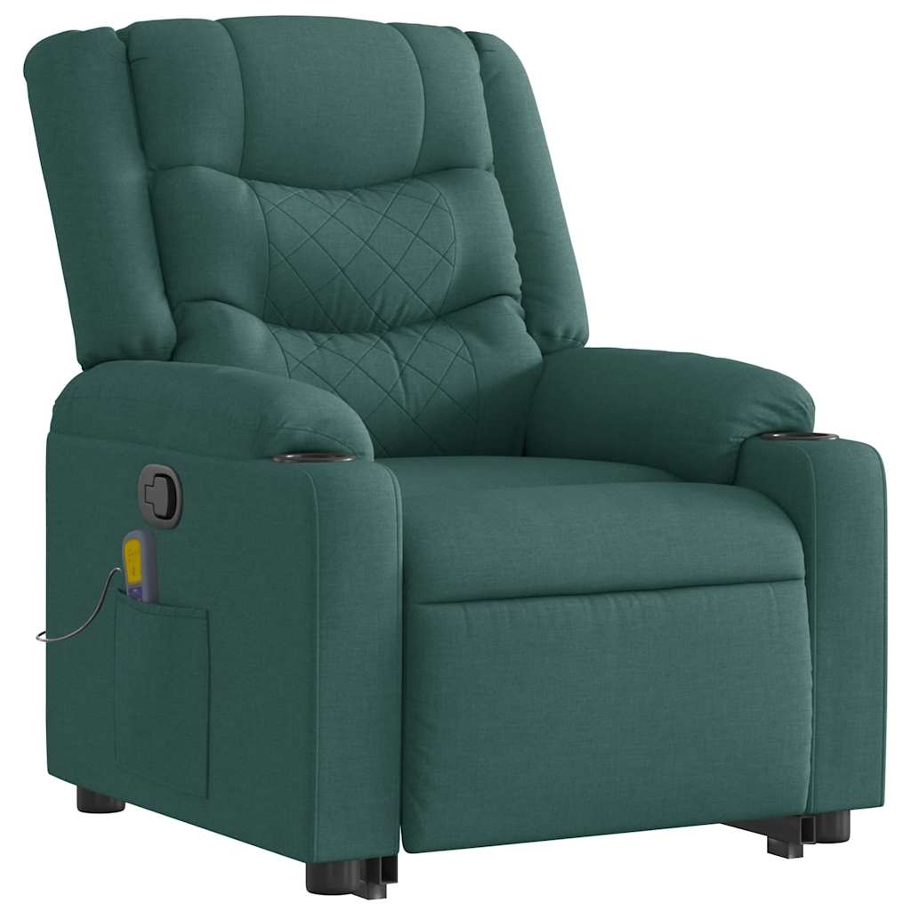 vidaXL Fauteuil de massage releveur Vert foncé Tissu