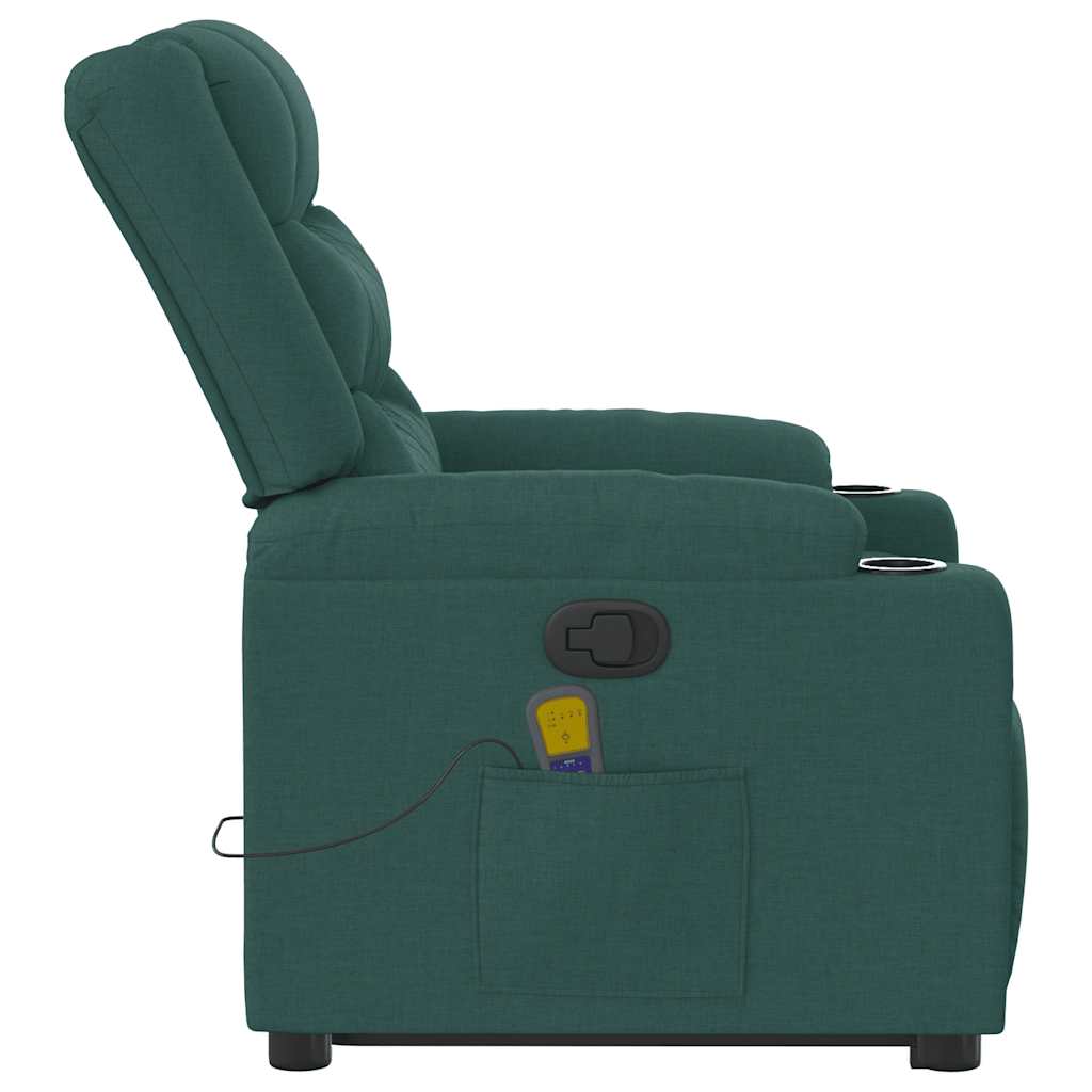 vidaXL Fauteuil de massage releveur Vert foncé Tissu