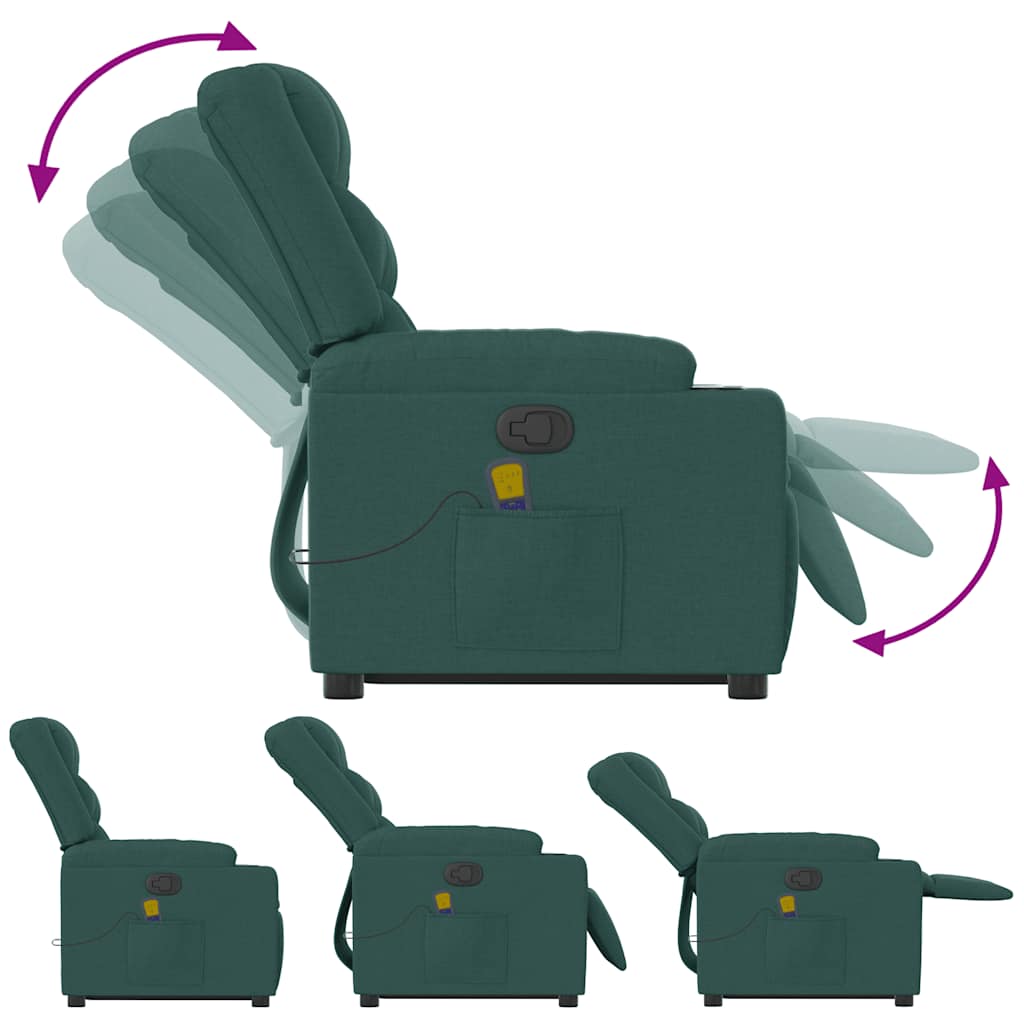 vidaXL Fauteuil de massage releveur Vert foncé Tissu