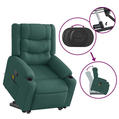 vidaXL Fauteuil de massage releveur Vert foncé Tissu