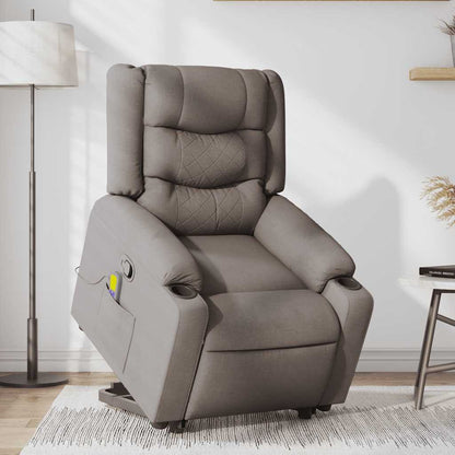 vidaXL Massagesessel mit Aufstehhilfe Taupe Stoff