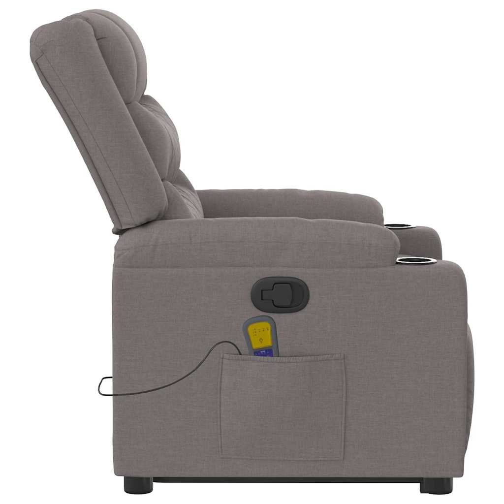 vidaXL Massagesessel mit Aufstehhilfe Taupe Stoff