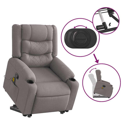 vidaXL Massagesessel mit Aufstehhilfe Taupe Stoff