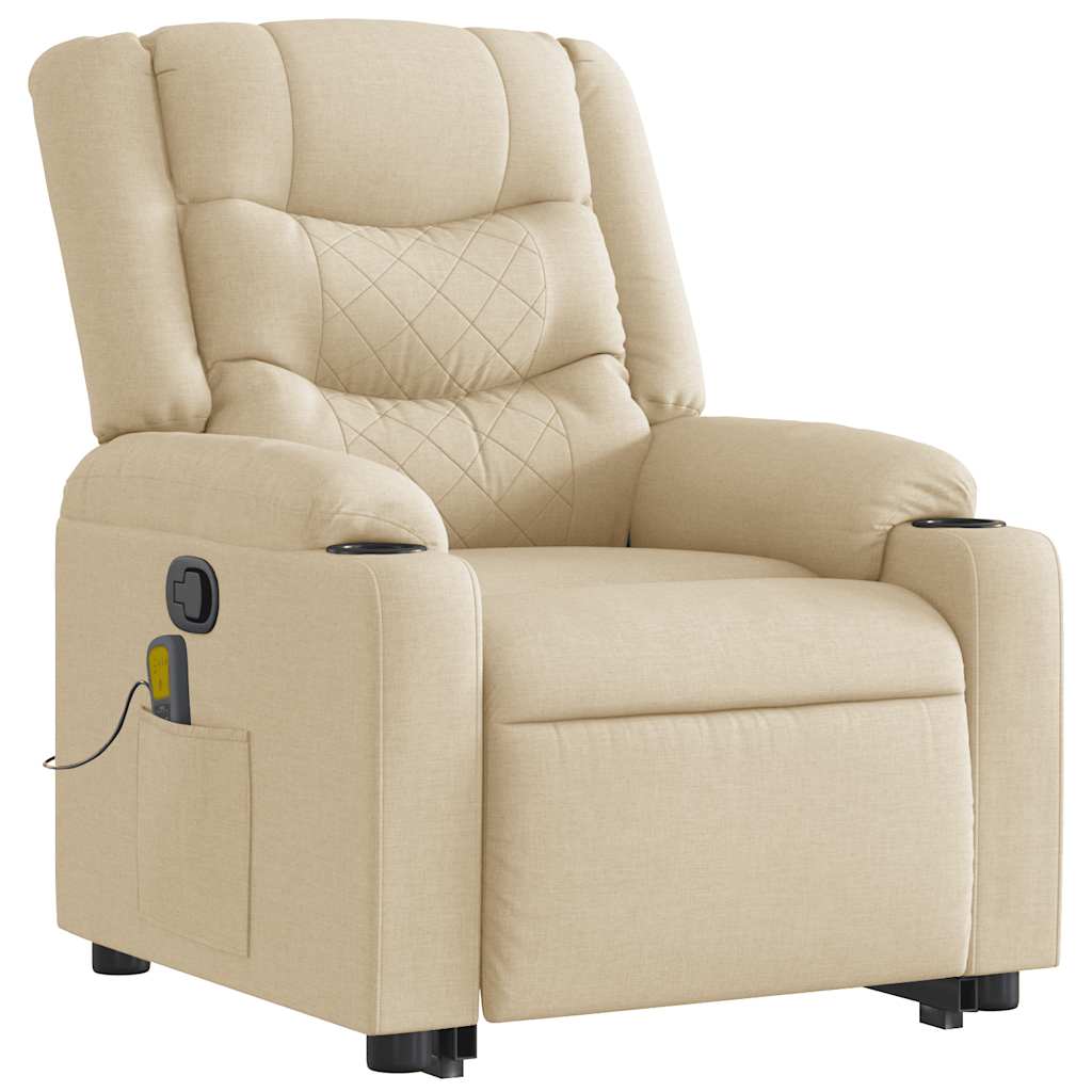 vidaXL Massagesessel mit Aufstehhilfe Creme Stoff