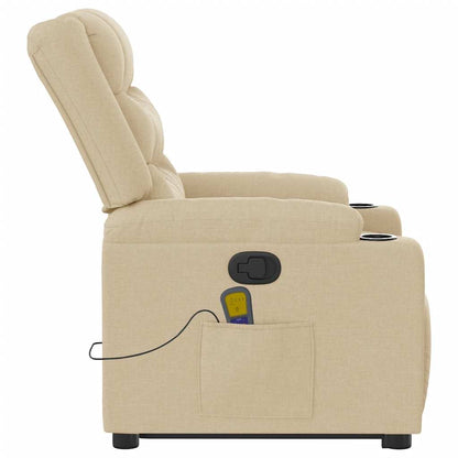 vidaXL Massagesessel mit Aufstehhilfe Creme Stoff