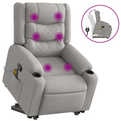 vidaXL Massagesessel mit Aufstehhilfe Wolkengrau Stoff